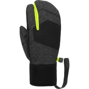 Mitaines de ski isolées noires avec accents vert citron, gants thermiques d'hiver unisexes avec fermeture auto-agrippante - Product Image 2