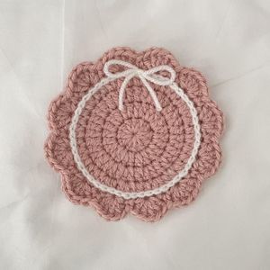 แผ่นรองแก้วถักมือลายระบายขอบ ดีไซน์ผ้าฝ้ายสีขาวครีม สำหรับป้องกันเครื่องดื่มร้อน สไตล์โบโฮ สำหรับห้องนั่งเล่นสไตล์เรียบง่าย - Product Image 3