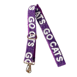 Purple Webbing <b>Strap</b> with GO CATS Raised Text Fashionable Buckle Bag Accessory Trendy Style - Product Image 1
