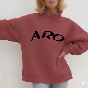 Custom Printed Knitted Fleece Discharge <b>Drop</b> Shoulder Oversize Stand Collar Women's Sweatshirts High Quality Eco-Friendly Autumn - Product Image 3