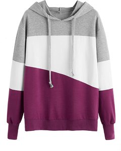 Sweat-shirt à capuche pour femme de qualité supérieure, décontracté, léger, à manches longues, avec blocs de couleur - Product Image 5