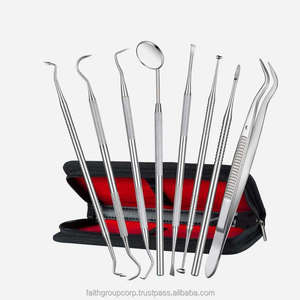 Juego de Herramientas Dentales de Acero Inoxidable Alemán para Dentistas, Kit de 10 Piezas con Estuche de Cuero para Trabajar y Examinar Dientes, con Certificación CE - Product Image 2