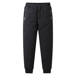 Pantalones de invierno para hombre con forro polar, pantalones deportivos cálidos de sherpa, pantalones térmicos activos para la nieve con bolsillos con cremallera, informales para estar en casa - Product Image 1