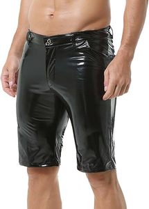 <b>Men's</b> Genuine Leather Leather <b>Shorts</b> Applique <b>Patched</b> <b>Men</b> Elastic Waist Leather Jorts - Product Image 2