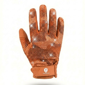 Nouveaux gants de football américain ornés de strass, couleur orange, gants de sport de haute qualité, gants de football ornés de strass pour hommes - Product Image 1