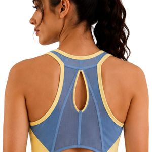 Camiseta Deportiva sin Mangas para Mujer, Azul y Amarillo, para Yoga, Fitness, Entrenamiento, Running, Gimnasio, Ropa Deportiva de Secado Rápido, Chaleco Atlético con Logotipo Personalizado - Product Image 6