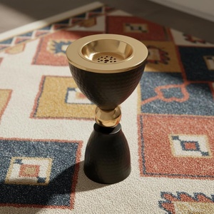 Brûleur à Bakhoor Moderne Noir Mat en Forme d'Horloge, Encensoir Métallique à Col Sphérique Doré, Plateau Perforé en Laiton, Support pour Oud - Product Image 1