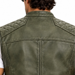 Custom Men's Genuine Leather Biker Vest Winter Casual Outerwear Breathable Comfort Fit Custom Made Heavy Duty <b>Waistcoat</b> - Product Image 5