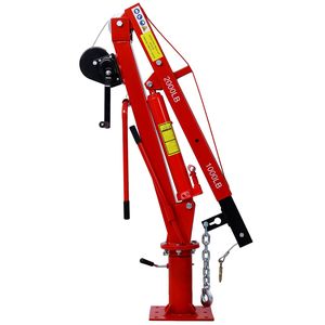 2000 lb. Grúa hidráulica roja de gran capacidad para camioneta con cabrestante manual y grúa de pluma para plataforma de camión - Product Image 2