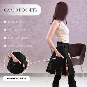 Women's Scottish Hybrid Kilt Dress Stewart Tartan Clan Pleated Cargo <b>Pocket</b> Kilts Wholesale Manufacturer - Product Image 4