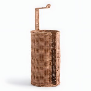 Porte-rouleaux de papier toilette en rotin au design élégant, de haute qualité, sur pied. - Product Image 6
