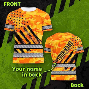 Skull High Visibility Shirt Men Reflective Safety Shirts Flag Custom Name Workwear Runners, <b>Walkers</b> Patriotic Safety Shirts - Product Image 5