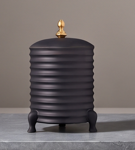 Unique Ribbed Black And <b>Gold</b> Date And Dry Fruit Storage Box Luxury Snack Organizer Festive Gift Tin Container Wedding - Product Image 1