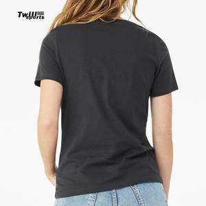 Hot Sale Custom Printed Embroidery Women's V-Neck T-Shirts Regular Fit Quick-Dry Solid Color - Product Image 2