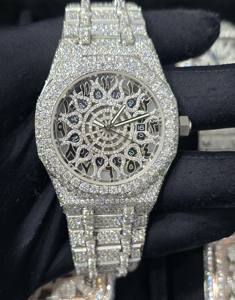 Premium Luxury Men's Automatic White Moissanite Diamond Square <b>Watch</b> <b>Arabic</b> Dial Handmade VVS1 Sapphire Crystal Window Black - Product Image 5