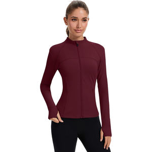 <b>Women's</b> Thermal Yoga Jacket Lightweight Fleece Lined Skinny Fit Zip Up Cold Studio Workout Warm Up Layer - Product Image 4