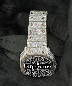 Luxury Men Fully White Moissanite Diamond Iced Out <b>Watch</b> Stainless Steel Premium Fashion Jewelry Wristwatch - Product Image 5