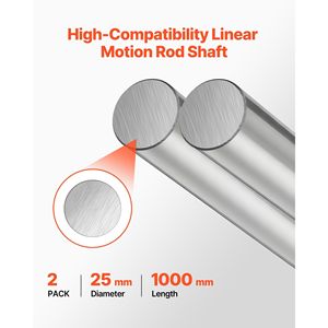 Tige de mouvement linéaire SFC25 en acier au carbone antirouille, 25mm x 1000mm (0.98 x 39,4 pouces), coupe d'axe de haute précision et de haute dureté, 2 pièces - Product Image 2