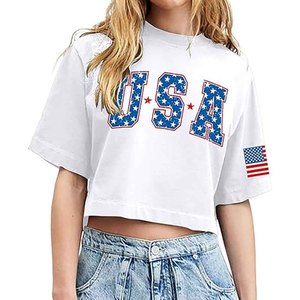 Camisa corta de manga corta para mujer, ropa informal de verano - Product Image 3