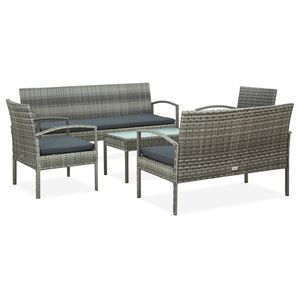 Juego de 5 Muebles de Patio Grises, Colección Duradera para Comer al Aire Libre - Product Image 1