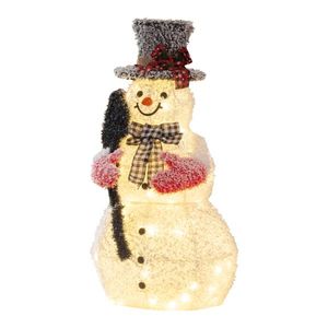 Decorazioni Natalizie da Esterno Pre-Illuminate 3FT, Pupazzo di Neve con Vanga, 110 Luci LED Bianco Caldo, Decorazioni Natalizie in Poliestere - Product Image 3