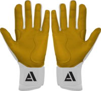Guantes de béisbol personalizables de cuero premium, color blanco, cierre tipo gancho y bucle.