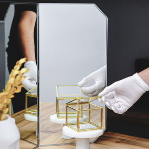 Miroir de maquillage décoratif de table, design dernier cri, pour la maison et l'académie, grand format, finition argentée. - Product Image 6