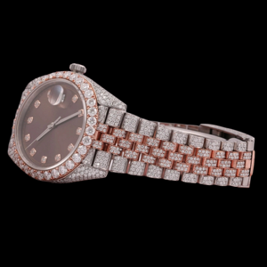 Nuevo Reloj de Moda con Esfera Marrón y Plata, con Moissanita y Cuarzo, Totalmente Cubierto de Diamantes, Estilo Hip Hop, Esfera Redonda, Colección para Hombre para Fiestas - Product Image 2