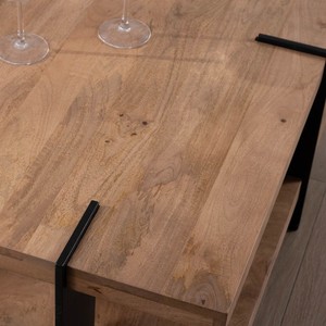 Vandana <b>Silver</b> Essence designer <b>coffee</b> <b>table</b> with double square wooden top and metal legs - Product Image 4