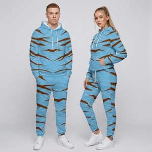 Dropshipping Solid Autumn Breathable <b>Knitted</b> 300g Hoodie Jogger Pants <b>Set</b> Unisex Casual Two Piece Tracksuits for Mens Outfit - Product Image 2