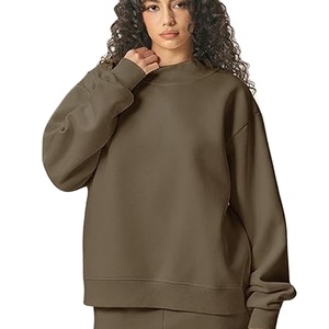 Sweat-shirt à col roulé personnalisé pour femme, doublure en molleton de coton respirant, sweat-shirt d'hiver unisexe, streetwear décontracté, impression OEM - Product Image 1