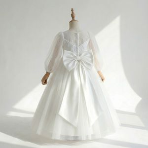 Vestido Largo de Tul con Corsé de Encaje de Manga Larga para Niñas, Estilo Vintage, Atuendo Clásico para Bodas - Product Image 2