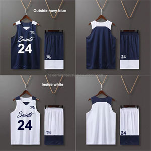 Vente en gros de maillots de basket-ball réversibles de haute qualité 100% polyester avec logo et numéro personnalisés taille plus disponible - Product Image 6