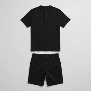 2026 Wholesale Summer Men's Casual Shorts <b>Set</b> Plain Color Solid 100% Cotton Jersey Quick Dry Knitted Customized Logo <b>Twin</b> <b>Set</b> - Product Image 1