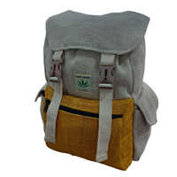 Mini Mochila de Lino y Cáñamo, Hecha a Mano, Beige, Ecológica, Reciclable, Duradera, Moderna, Mochila Universitaria Unisex, Bolsa Escolar con Cierre