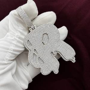 Colgante de Letra Personalizado de 33 Pulgadas con Moissanita VVS, Chapado en Oro Blanco, Estilo Hip Hop, Regalo - Product Image 2