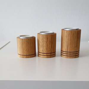 Juego de Portavelas Redondos de Madera con Acabado Natural, Decoración para el Hogar, Soporte para Velas de Té - Product Image 2