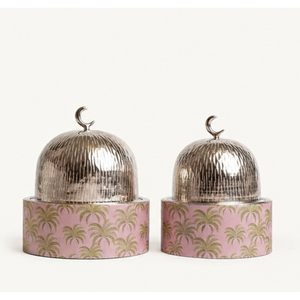 Casserole de luxe en acier inoxydable de style arabe avec motif palmier et poignée en forme de croissant de lune, chauffe-plat isolé - Product Image 3