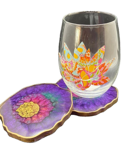 Ensemble de sous-verres en résine, magnifiques dessous de verre en résine, décoration de table, motifs variés, prix de gros - Product Image 6