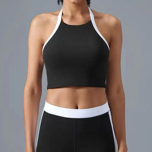 Soutien-gorge de sport sans coutures pour femme, dos nageur, col ras du cou, maintien moyen, pour yoga et fitness, couleur unie, respirant, séchage rapide, anti-transpiration - Product Image 2