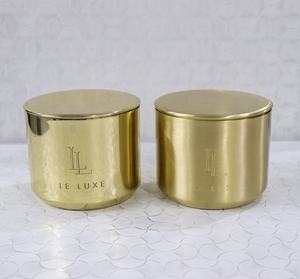 Contenedor de Latón Brillante Personalizado de 16 oz para Velas con Tapa, Nuevos Diseños, Frascos Vacíos Hechos a Mano para Fabricación de Velas, Decoración del Hogar, Lujo - Product Image 3