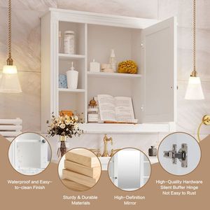Modern 35 X 28 Wall Mounted Bathroom Storage Cabinet Medicine Cabinet with <b>Mirror</b> Stylish <b>Bath</b> <b>Mirrors</b> - Product Image 5