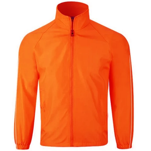 Veste de sport coupe-vent noire pour homme, fermeture éclair intégrale, col montant, polyester léger, vêtement d'automne - Product Image 4