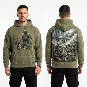 Sudadera con capucha oversize personalizada de algodón grueso con estampado gráfico de pez pescador, estilo streetwear, con efecto tie-dye y lavado ácido. - Product Image 2