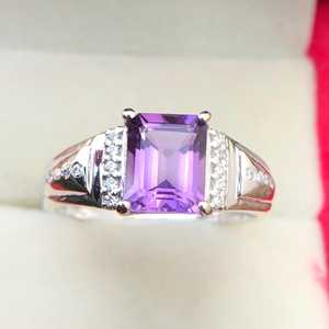 Luxury Amethyst <b>Ring</b> Bezel Setting <b>925</b> Sterling <b>Silver</b> Natural Purple Birthstone Wedding & Party Gift - Product Image 1