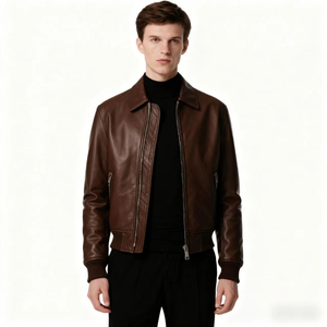 Veste en cuir véritable pour homme, style tendance, haute qualité, fabriquée au Pakistan. - Product Image 4