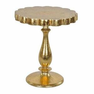 Mesa de Centro Vintage de Aluminio Plateado, Mesa Auxiliar Redonda con Pedestal, Acabado Antiguo para Sala de Estar o Dormitorio - Product Image 3