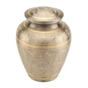 Memorials Pink Rose Cremation <b>Urn</b> For Human Ashes Handcrafted Brass Funeral <b>Urn</b> With Silver Flower Design <b>Large</b> Adult Size - Product Image 3