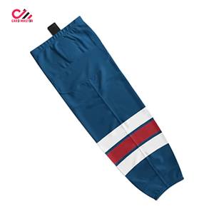 CARE <b>MASTER</b> Men's Blue <b>Ice</b> Hockey Socks With White And Red Stripes Elastic Waist Breathable Polyester Sportswear - Product Image 1