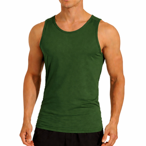 Men's <b>Green</b> Sleeveless O-Neck <b>Tank</b> <b>Top</b> Breathable Knitted Solid Color Casual Style 100% Polyester - Product Image 3